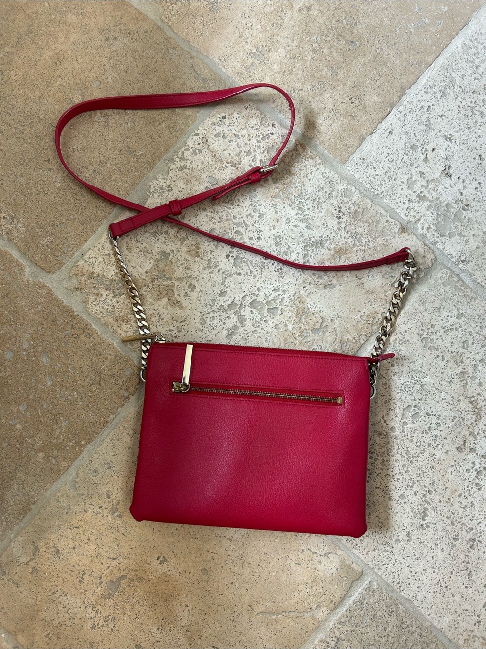 Halogen Red/Pink Crossbody Bag with Gold Chain Detail, Great Condition